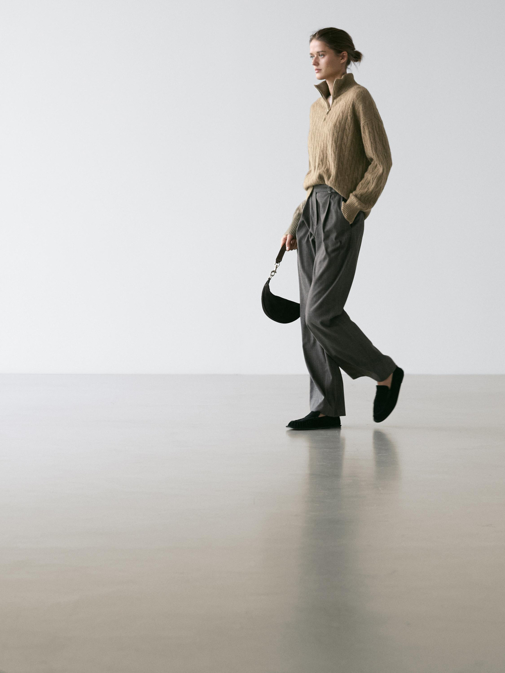 Massimo Dutti Брюки в тонкую полоску с вытачками, угольный