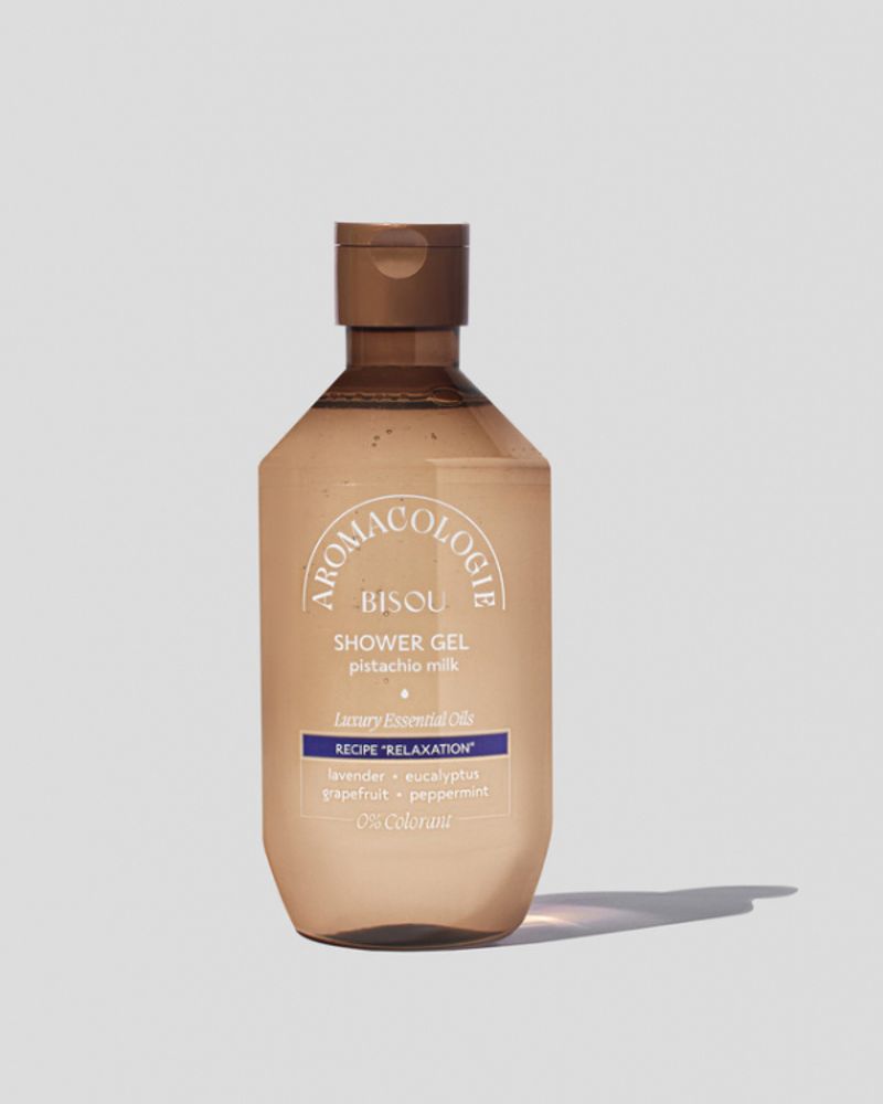 Гель для душа Bisou Aromacologie Shower Gel Pistachio Milk Luxury Essential Oils &quot;Relaxation&quot; 400 мл ( лаванда, эвкалипт, грейпфрут, перечная мята)