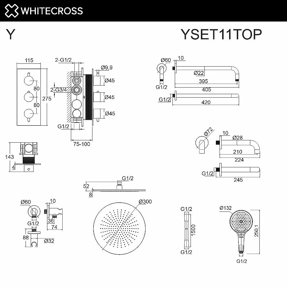 Душевая система WhiteCross Y YSET11TOPGL золото
