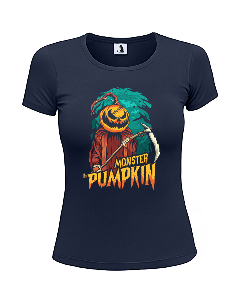 Футболка Monster Pumpkin женская приталенная темно-синяя