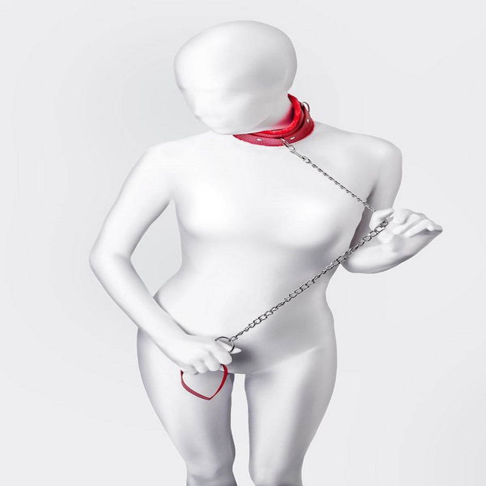 Ошейник Anonymo с поводком красный