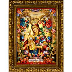 Благоуханный цвет. Икона Божьей Матери на холсте с мощевиком.