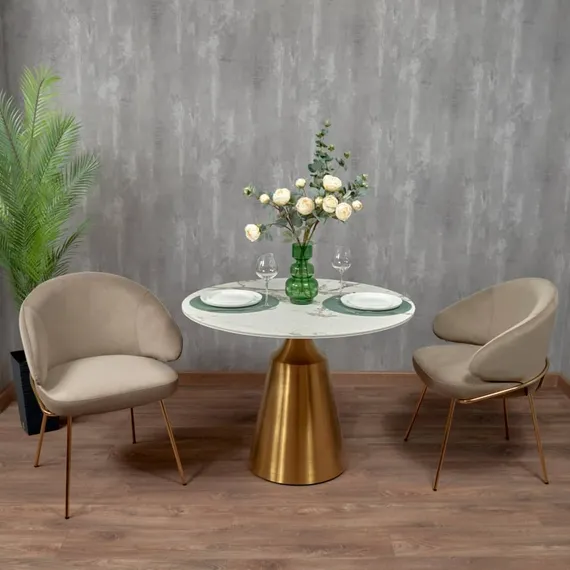 Стул Lime, серый микровелюр с золотыми ножками