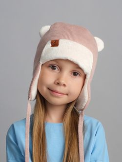 Шапка зимняя вязаная (Пыльная роза) ТЕДДИ