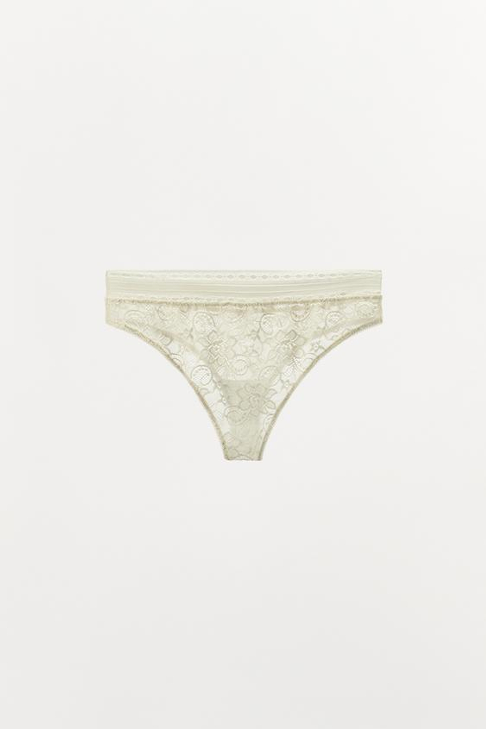 ZARA КРУЖЕВНЫЕ ТРУСЫ-БОКСЕРЫ, ЖЕЛТОВАТО-БЕЛЫЙ