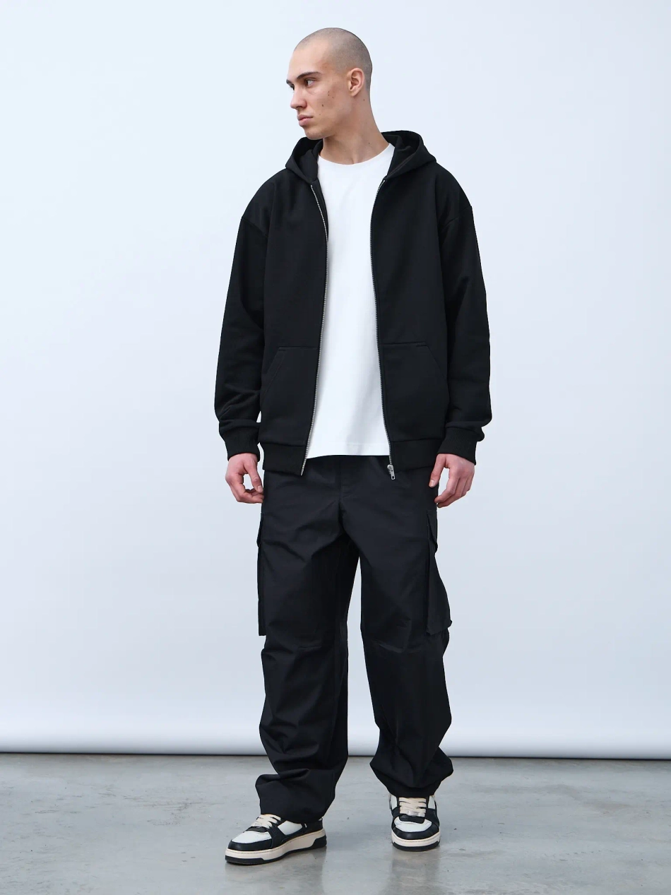 Худи оверсайз на молнии без начеса (черный)