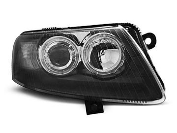 Передние фары Audi A6 C6 angel eyes black