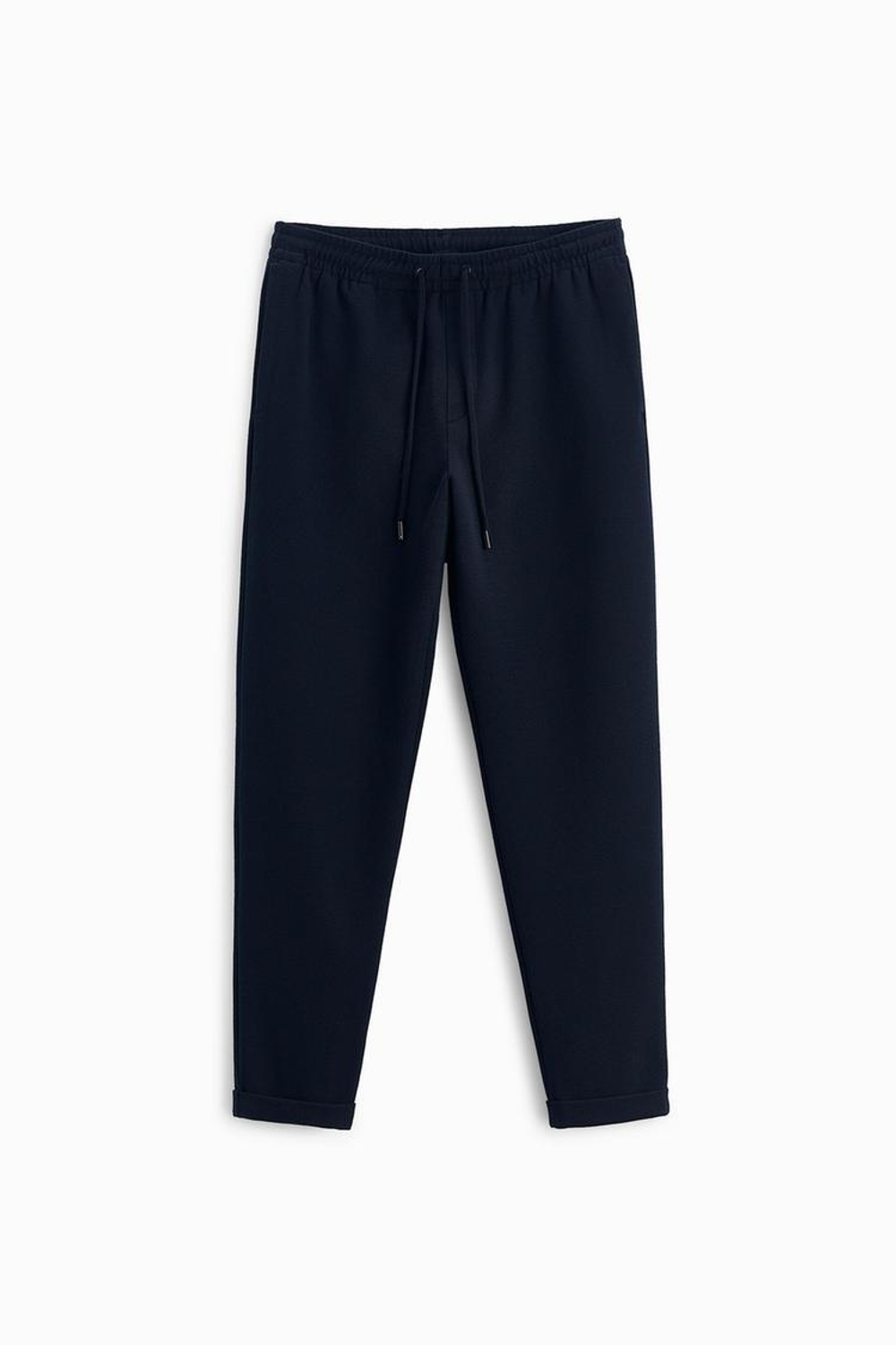 ZARA БРЮКИ EASY CARE С ПОЯСОМ НА ШНУРКЕ, МОРСКОЙ СИНИЙ