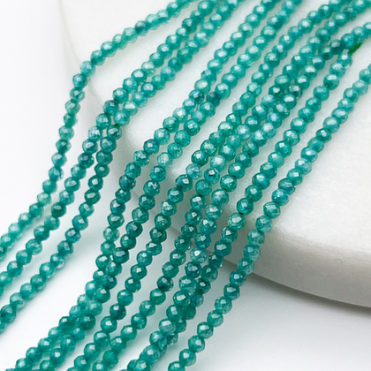 Фианит Кракле бусины (кубический цирконий), цвет мятный, размер около 2 мм, цена за нить 38 см