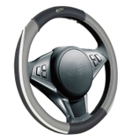 Оплетка на руль круглая CarFashion -М- «STEP» 31310 - Экокожа - черный/серый/белый/белый/черный/белы