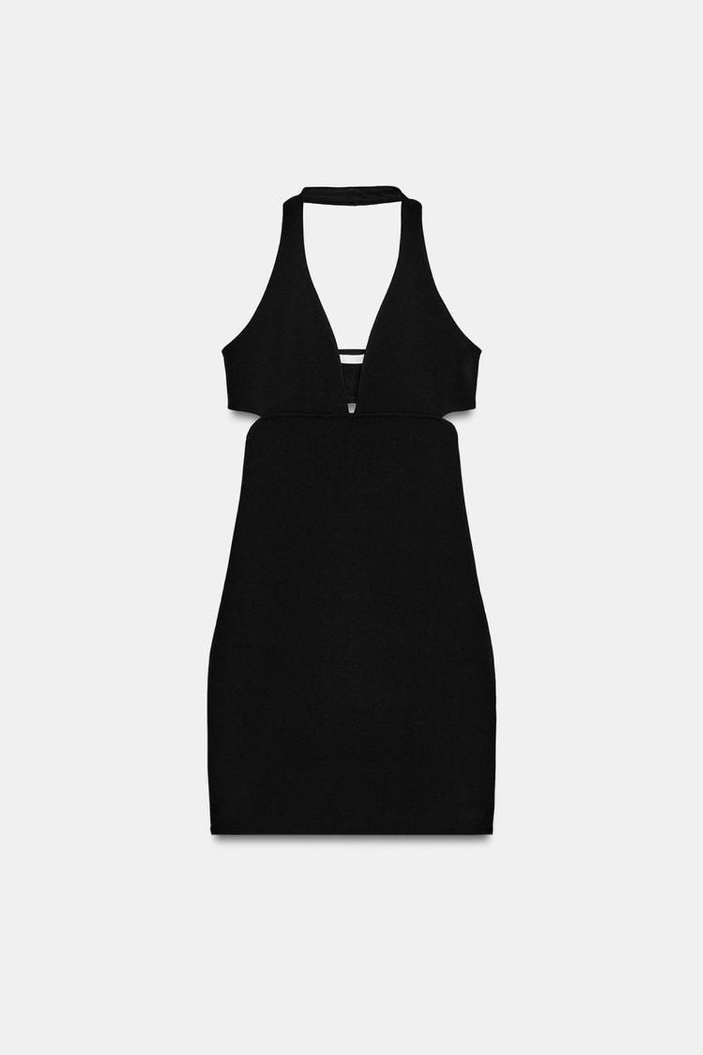 ZARA ПЛАТЬЕ ИЗ ЭЛАСТИЧНОГО ТРИКОТАЖА С ВЫРЕЗАМИ, ЧЕРНЫЙ