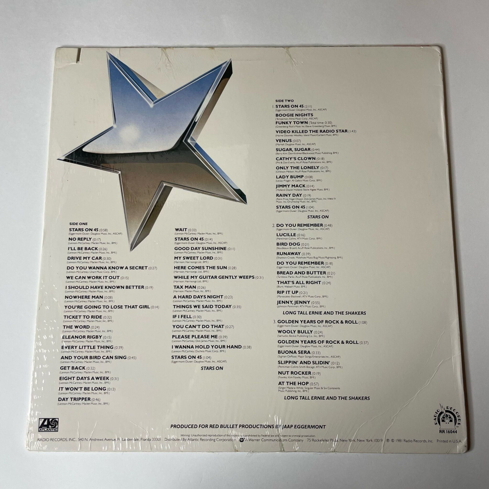 Винтажная виниловая пластинка LP Звезды Дискотек Stars On Long Play Tall Ernie And The Shakers (USA 1981)