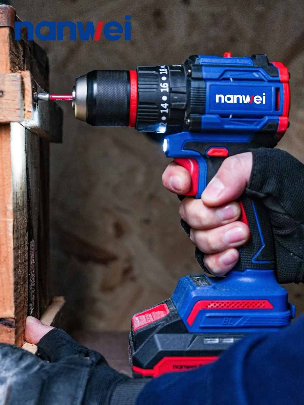 Аккумуляторный шуруповерт Nanwei NW-D8213C-4, 50 Нм, 20 В