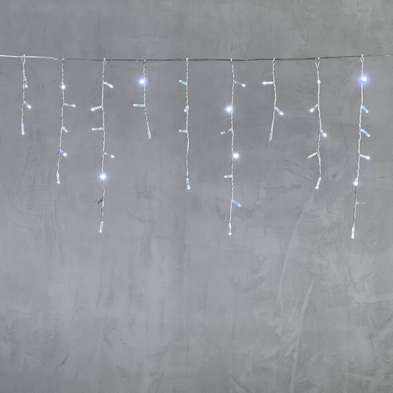 Светодиодная бахрома с колпачком 3,2*0,9 м., 180 холодных белых LED ламп, мерцание, прозрачный провод ПВХ, IP65, LTC (PIL180BLWCAP-10-2W)