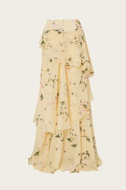 ЮБКА ИЗ ЖЕЛТОГО ШЕЛКА С АВТОРСКИМ ПРИНТОМ