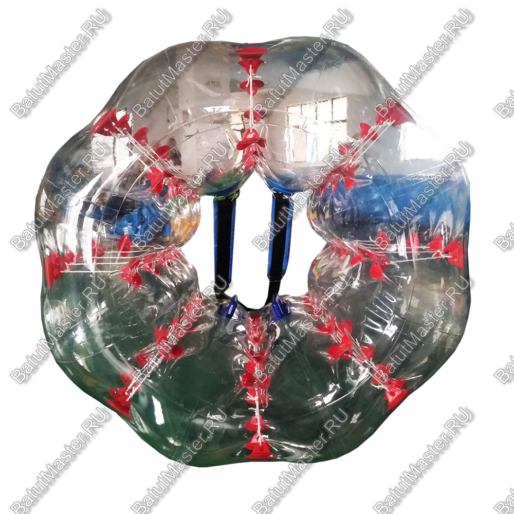 Бампербол «Прозрачный» с красными держателями, ПВХ, диаметр 1 м