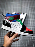 AIR JORDAN 1 MID SE BLACK/WHITE/MULTI-COLOR