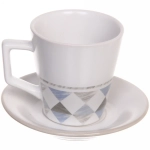 Чайный набор 12 предметов «Geometry» (6кружек 130мл+6блюдец) на бамбуковой подставке