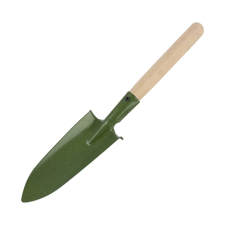 Совок посадочный, с деревянной ручкой, 370 мм, зеленый