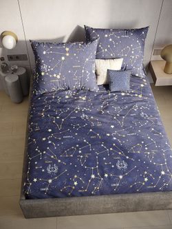 Постельное белье поплин Сказка "Созвездия" 1,5-сп Наволочка 50х70 см 1 шт Простынь 150x215 см Пододеяльник 145x215 см