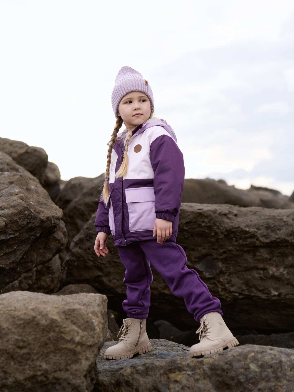 Куртка демисезонная Колор блок "Баклажан"