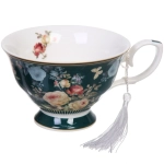 Чайная пара керамическая «Грация» (кружка 220мл+блюдце) в подарочной коробке, темно-зеленая