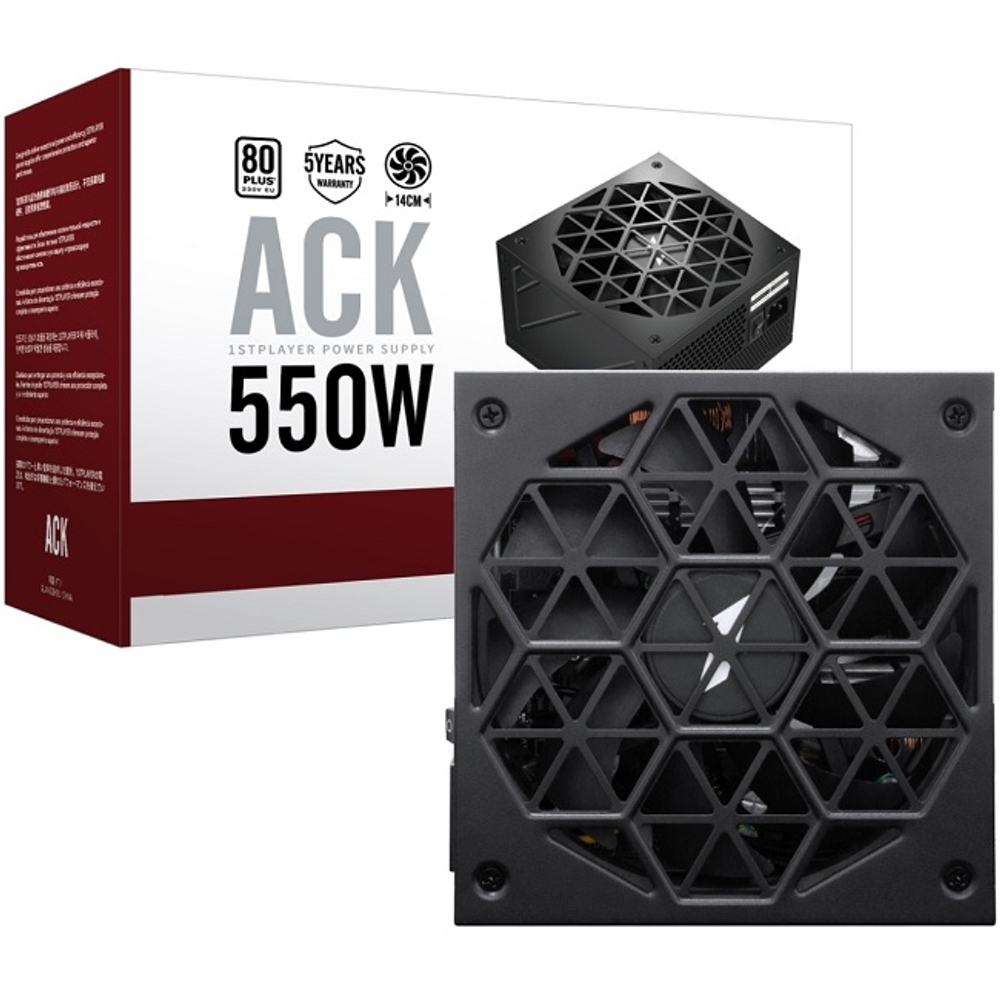 Блок питания 1STPLAYER 550W ACK Standard Black, 140 мм, 80 PLUS Standard (HA-550AC1)