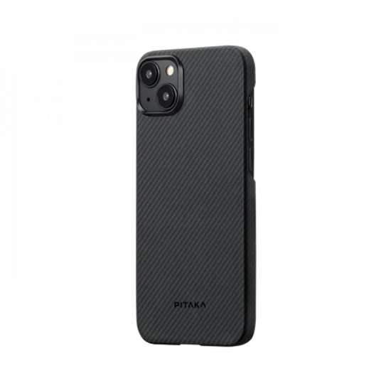 Чехол Pitaka MagEZ Case 4 для iPhone 15 Plus (6.7"), черно-серый узкое плетение, кевлар (арамид)