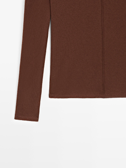 Massimo Dutti Massimo Dutti Футболка с длинными рукавами и декоративными швами, коричневый