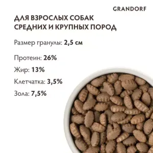 Сухой корм Grandorf DOG Turkey MAXI для взрослых собак крупных пород, индейка