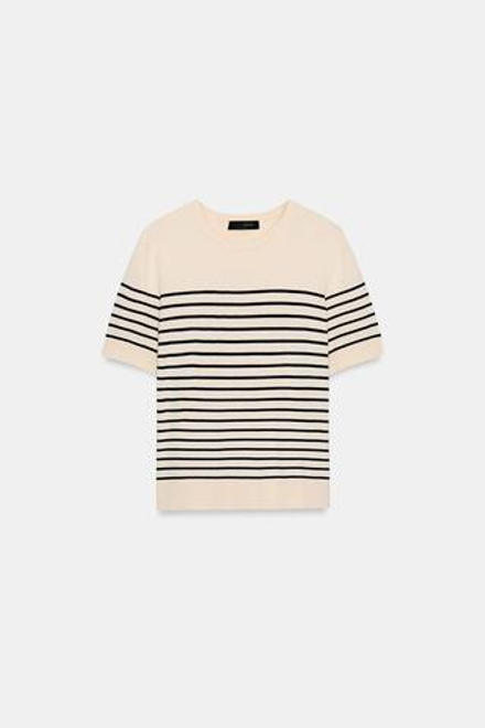 ZARA СВИТЕР В ПОЛОСКУ С КОРОТКИМИ РУКАВАМИ, ПОЛОСКИ