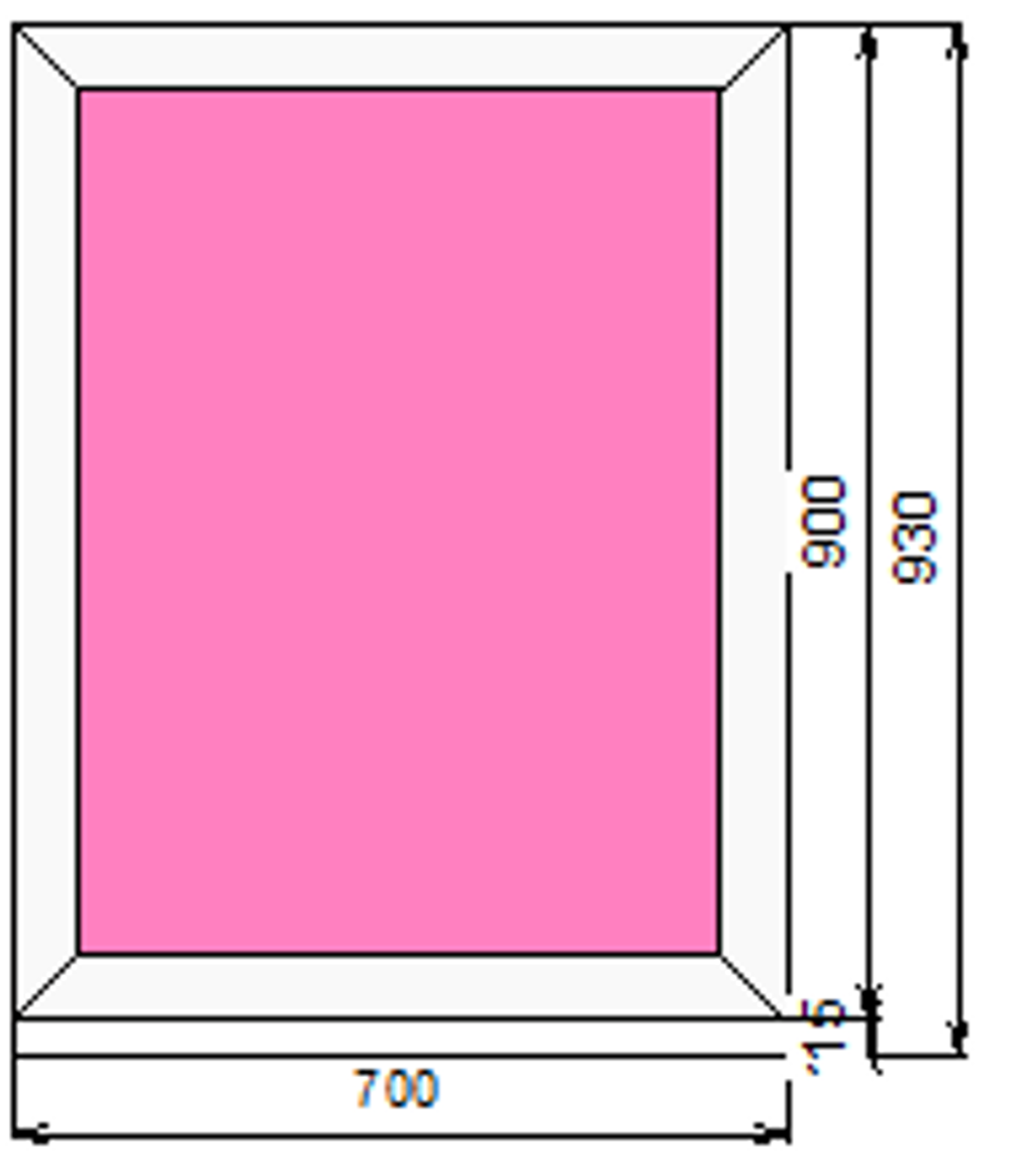 Пластиковое окно 900 х 700 ТермА Эко с глухой створкой