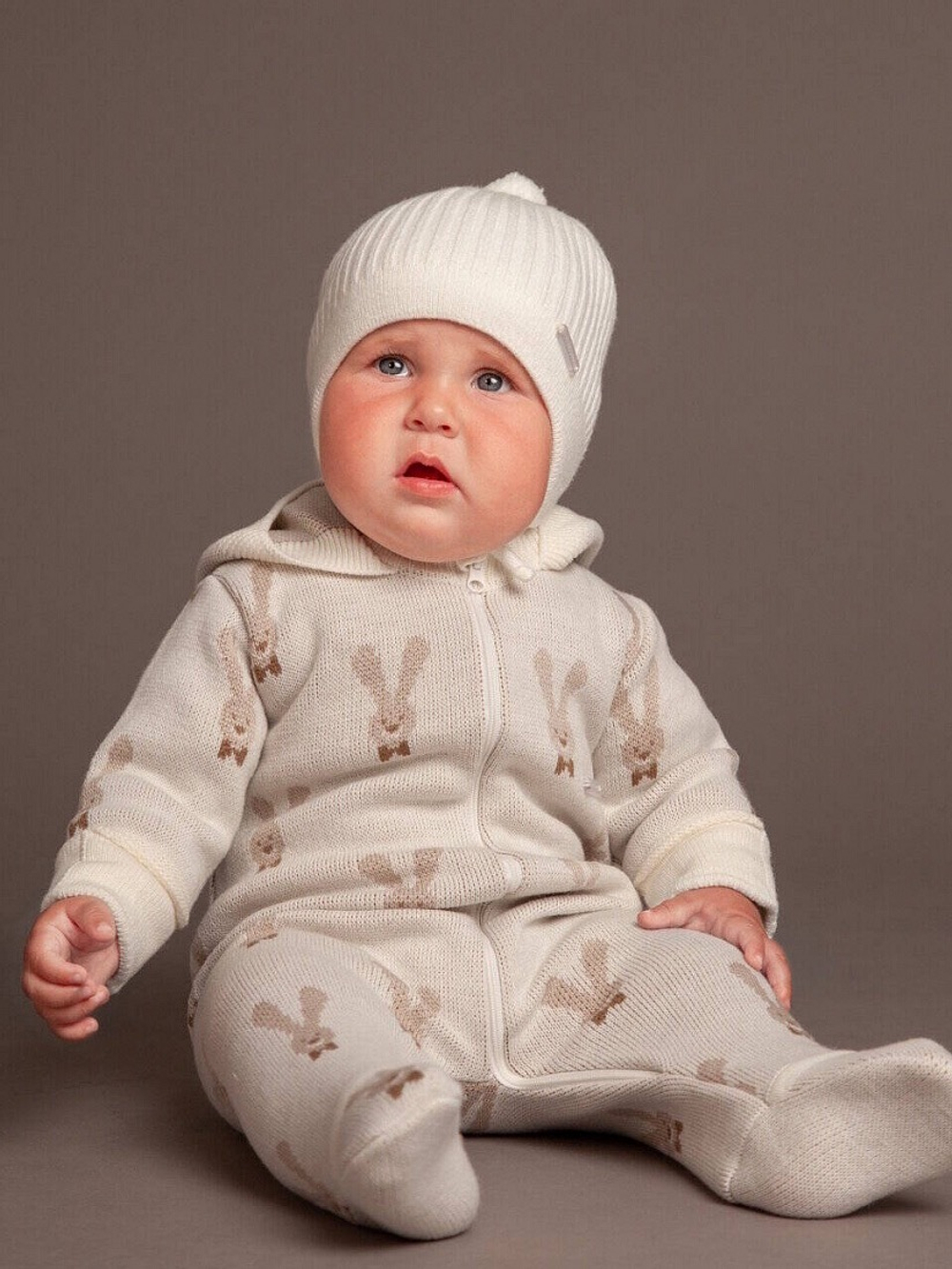 Комбинезон с капюшоном "Зайка", Экрю-бежевый