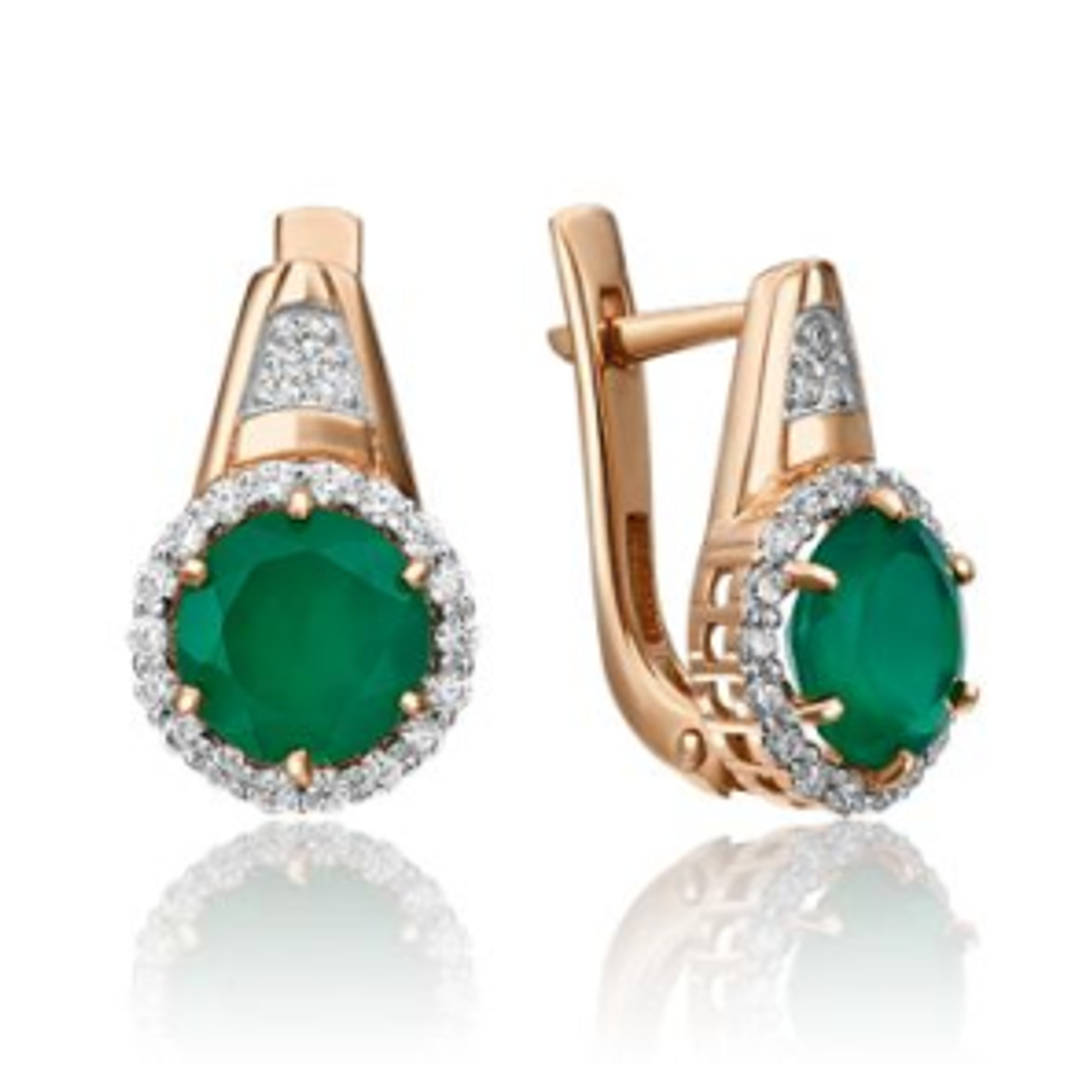 Серьги из золота с халцедоном