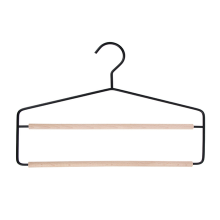 VETTA Вешалка-органайзер, 2 уровня, 34.5х25.5х0.8 см, металл, дерево, черный глянец