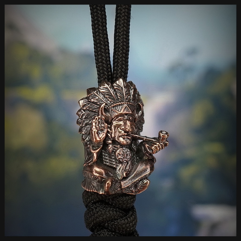 Темлячная бусина "Сидящий Бык" для ножей , бронза