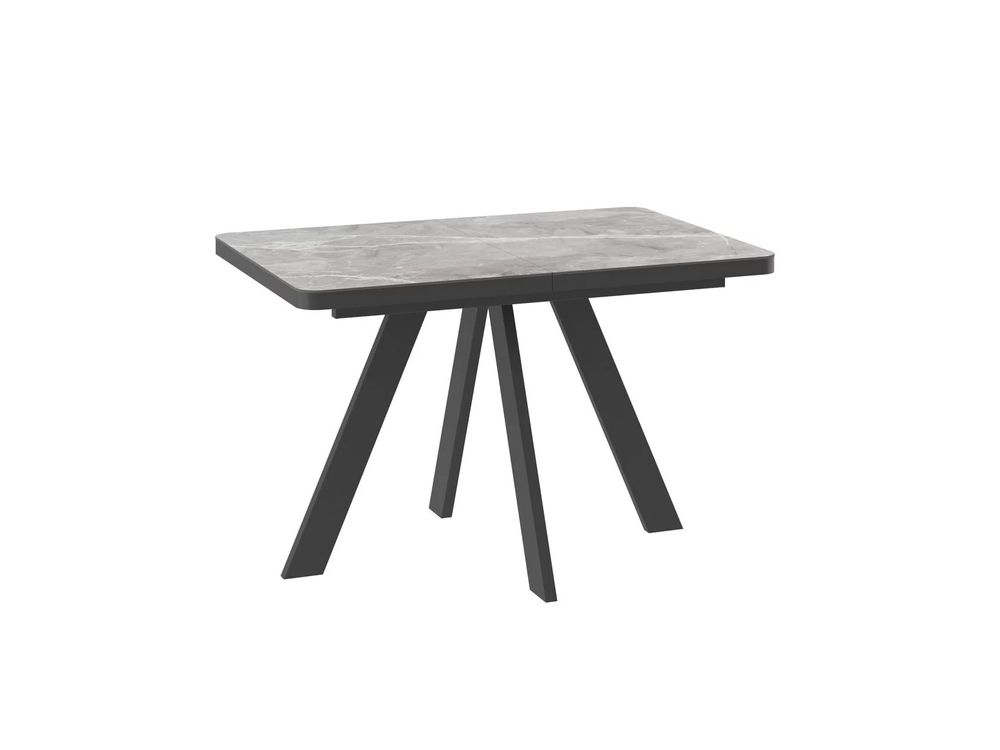 Стол BOBY RADIAL-120, раздвижной 120(160)х80, STONE GREY ST CER/ЧЕРНЫЙ, (2 упак.)