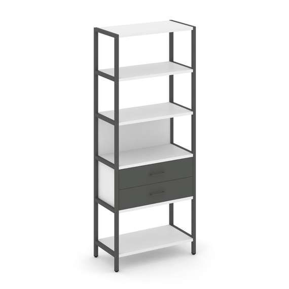 Shelf System Односекционный стеллаж пятиярусный с ящиками SN.STM-512 Белый/Антрацит/Металл Антрацит