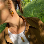 Кулон "Кристалл" темный с цепочкой, серебро 925, натуральный янтарь