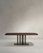 Стол Melvar из орехового шпона с основанием из матовой нержавеющей стали 220 x 110