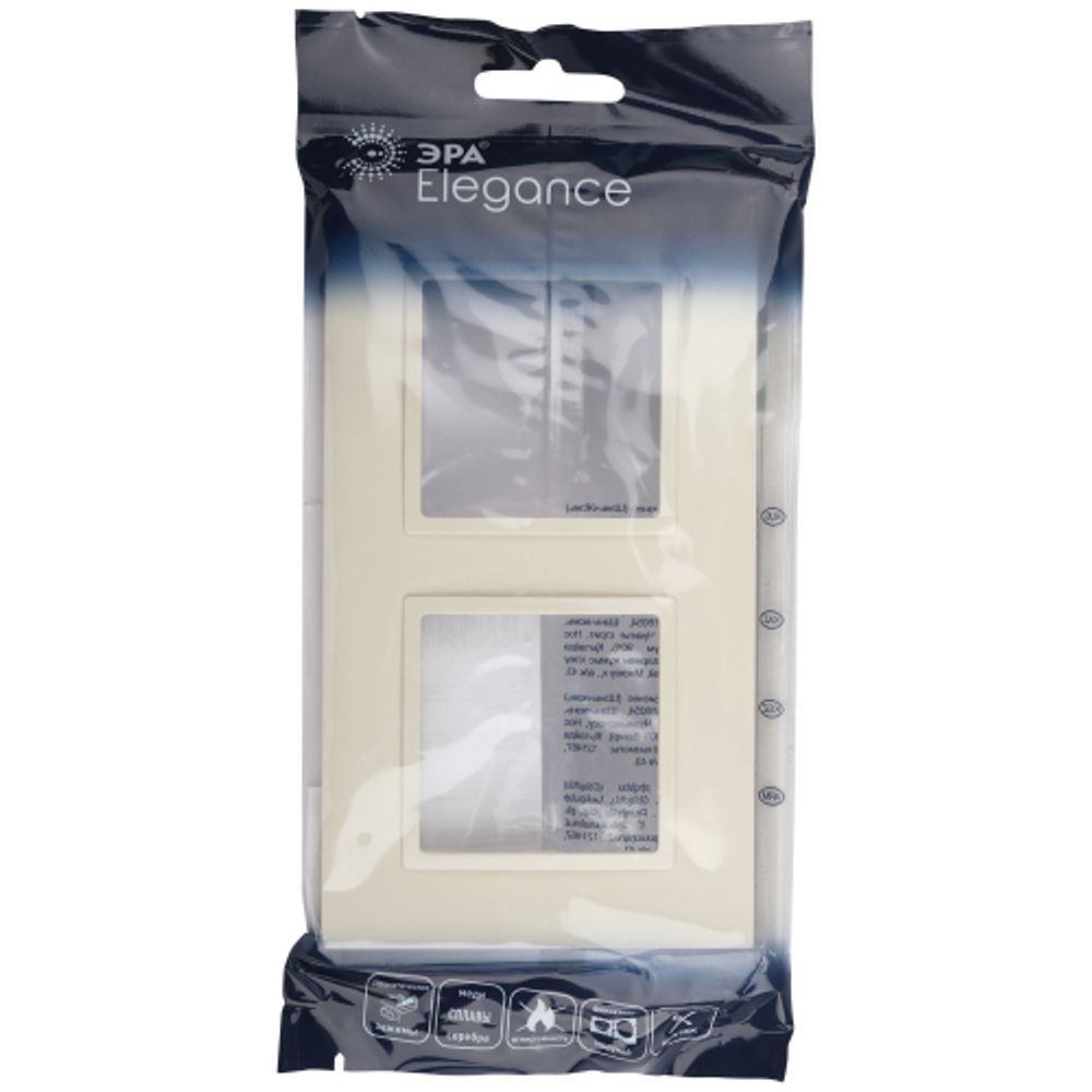 Рамка для розеток и выключателей ЭРА Elegance 14-5012-02 Classic, на 2 поста, слоновая кость