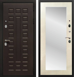Входная металлическая дверь  с зеркалом RеX (РЕКС) Премиум 3К Венге (Гладиатор)/ Пастораль лиственница бежевая