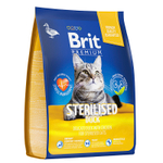Сухой корм Brit Premium Cat Duck & Chicken с уткой и курицей 2 кг, для кастр.кошек 05.2025