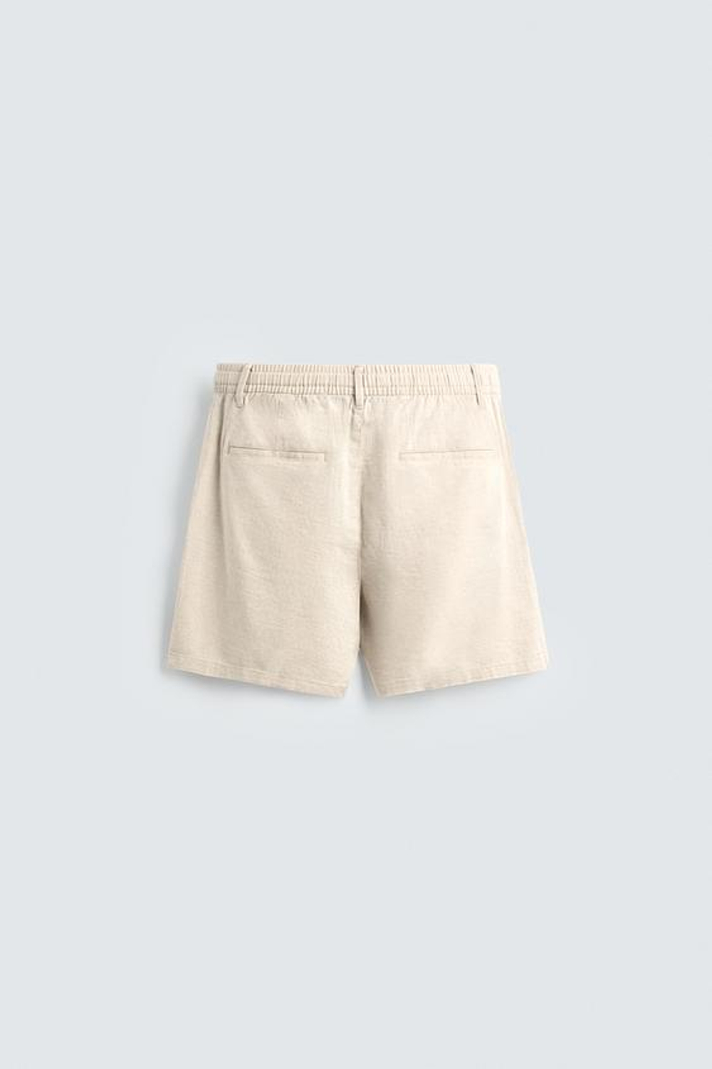 ZARA ШОРТЫ RELAXED FIT ИЗ ХЛОПКА И ЛЬНА, СВЕТЛО-БЕЖЕВЫЙ