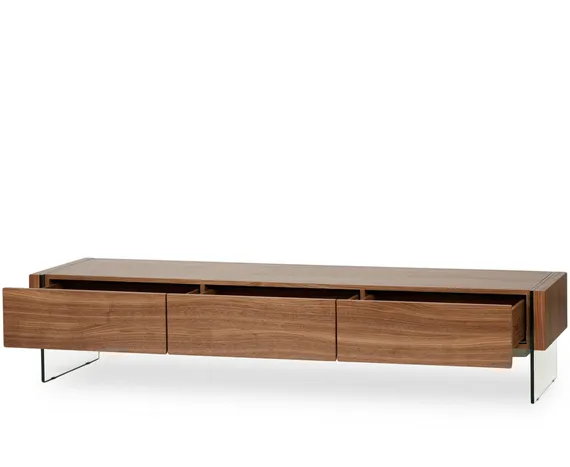 ТВ-тумба Somerset 188х38 см, шпон ореха, стеклянные ножки