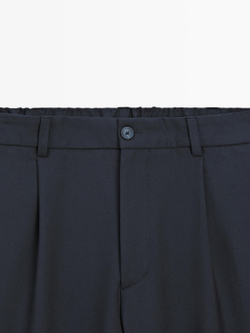 Massimo Dutti Брюки свободного кроя из шерстяной смеси с вытачками, темно-синий
