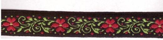 Тесьма жаккард, рис. 8549, ш. 1,8 см, чёрный с зелёным