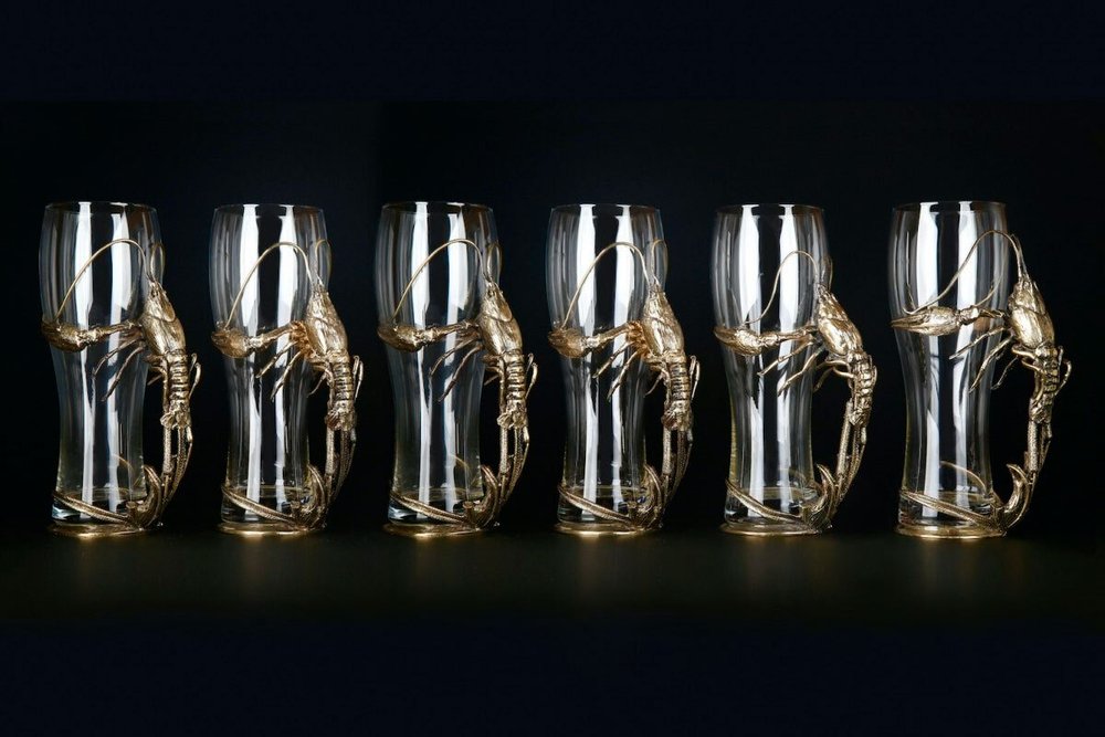 Набор бокалов для пива "Рак" 6 шт. в подарочном кейсе