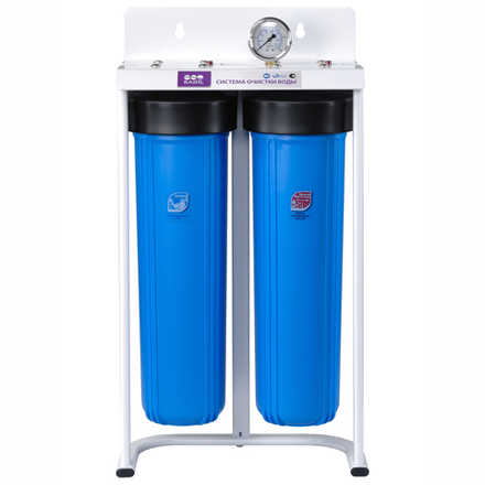 Водоочиститель PU 908B2-BK1-S-G (2-х стадийный ВВ20, краншт., манометр), Райфил