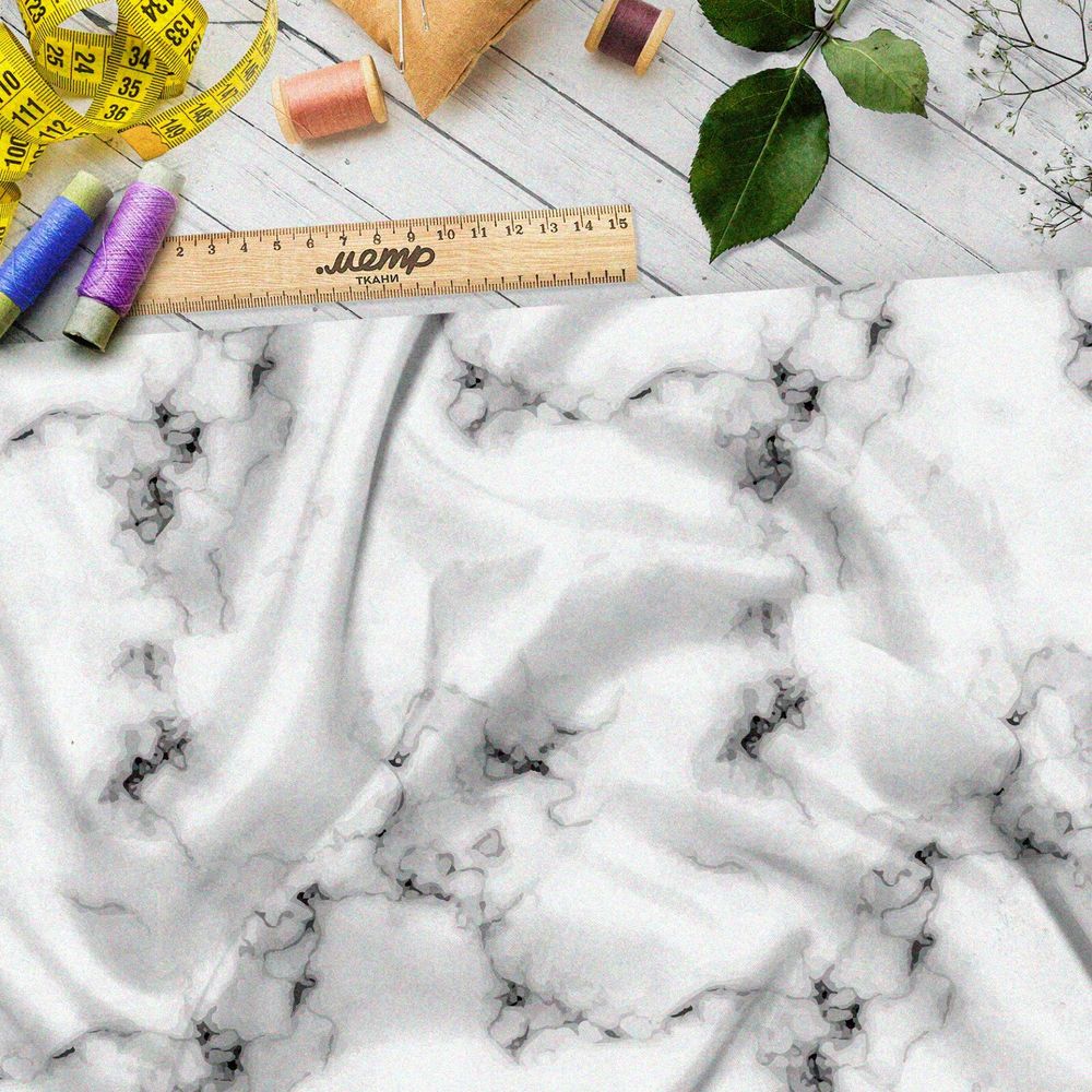 Ткань шифон белый мрамор